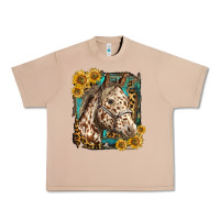 Burro appaloosa horse with sunflowers and western background Urban Heavy Tee - LillyAllenDesigns