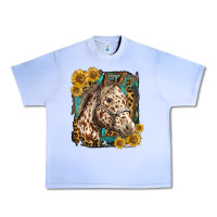 Grape Ice appaloosa horse with sunflowers and western background Urban Heavy Tee - LillyAllenDesigns