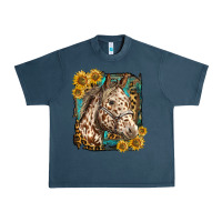 Midnight Navy appaloosa horse with sunflowers and western background Urban Heavy Tee - LillyAllenDesigns