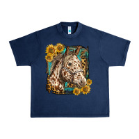 Navy appaloosa horse with sunflowers and western background Urban Heavy Tee - LillyAllenDesigns