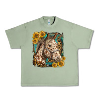Oil Green appaloosa horse with sunflowers and western background Urban Heavy Tee - LillyAllenDesigns
