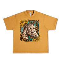Peanut Butter appaloosa horse with sunflowers and western background Urban Heavy Tee - LillyAllenDesigns