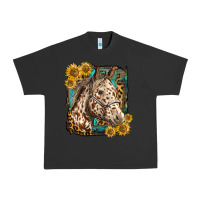 Pigment Black appaloosa horse with sunflowers and western background Urban Heavy Tee - LillyAllenDesigns