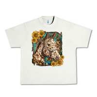 Pistachio appaloosa horse with sunflowers and western background Urban Heavy Tee - LillyAllenDesigns