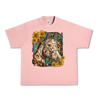 Salmon appaloosa horse with sunflowers and western background Urban Heavy Tee - LillyAllenDesigns