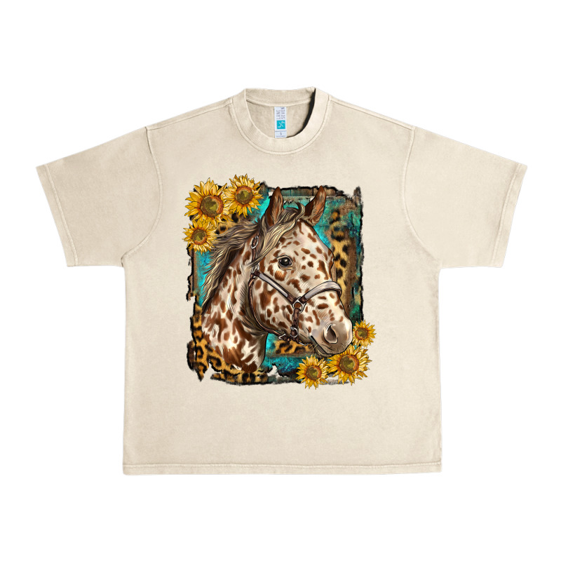 Appaloosa Horse With Sunflowers And Western Background Urban Heavy Tee by LillyAllenDesigns | Teevron