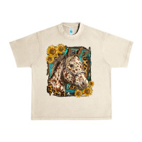 Sandshell appaloosa horse with sunflowers and western background Urban Heavy Tee - LillyAllenDesigns