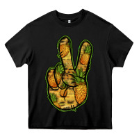 Black Pineapple Peace Sign Heavy Core Tee - Jasminsmagicworld