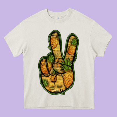 Pineapple Peace Sign Heavy Core Tee Designed By Jasminsmagicworld