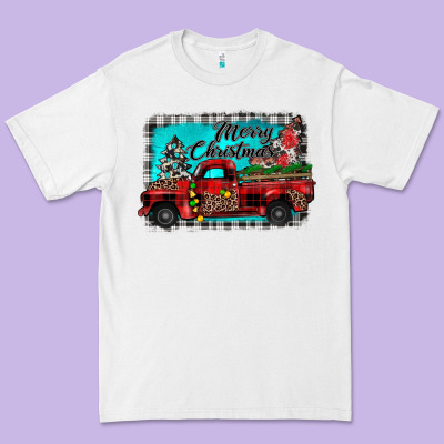 Truck Merry Christmas Premium Tee Designed By Jahusdesignshop