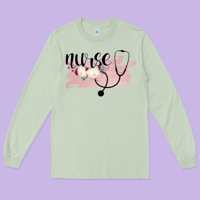 Nurse Floral Long Sleeve Tee Designed By Bettercallsaul