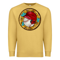 Antique Gold baseball with sunflower round earrings Premium Sweatshirt - BundleAndBundleShop
