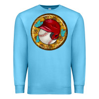 Ocean Blue baseball with sunflower round earrings Premium Sweatshirt - BundleAndBundleShop