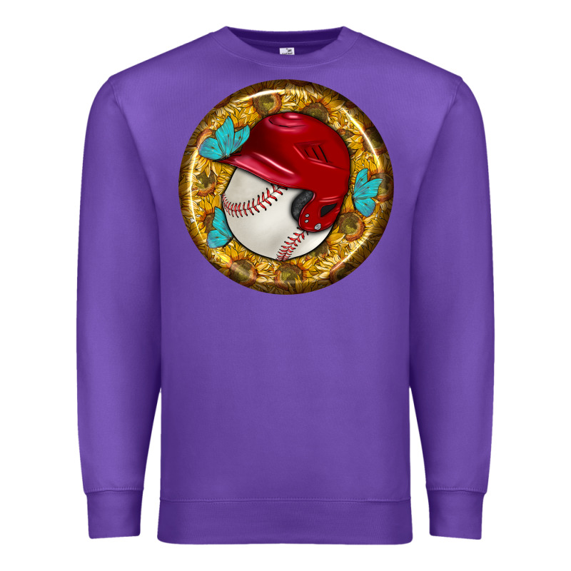Baseball With Sunflower Round Earrings Premium Sweatshirt by BundleAndBundleShop | Teevron
