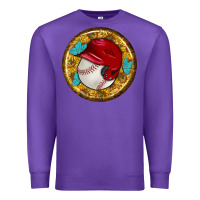Purple baseball with sunflower round earrings Premium Sweatshirt - BundleAndBundleShop