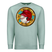 Seafoam baseball with sunflower round earrings Premium Sweatshirt - BundleAndBundleShop