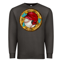 Smoke baseball with sunflower round earrings Premium Sweatshirt - BundleAndBundleShop