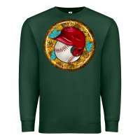 Sports Green baseball with sunflower round earrings Premium Sweatshirt - BundleAndBundleShop