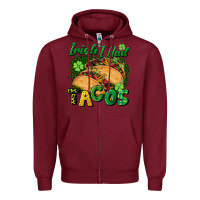 Burgundy Irish i had tacos Zipper Hoodie - CowGirlArtShop