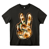 Asphalt Floral Gold Peace Sign Heavy Core Tee - Jasminsmagicworld
