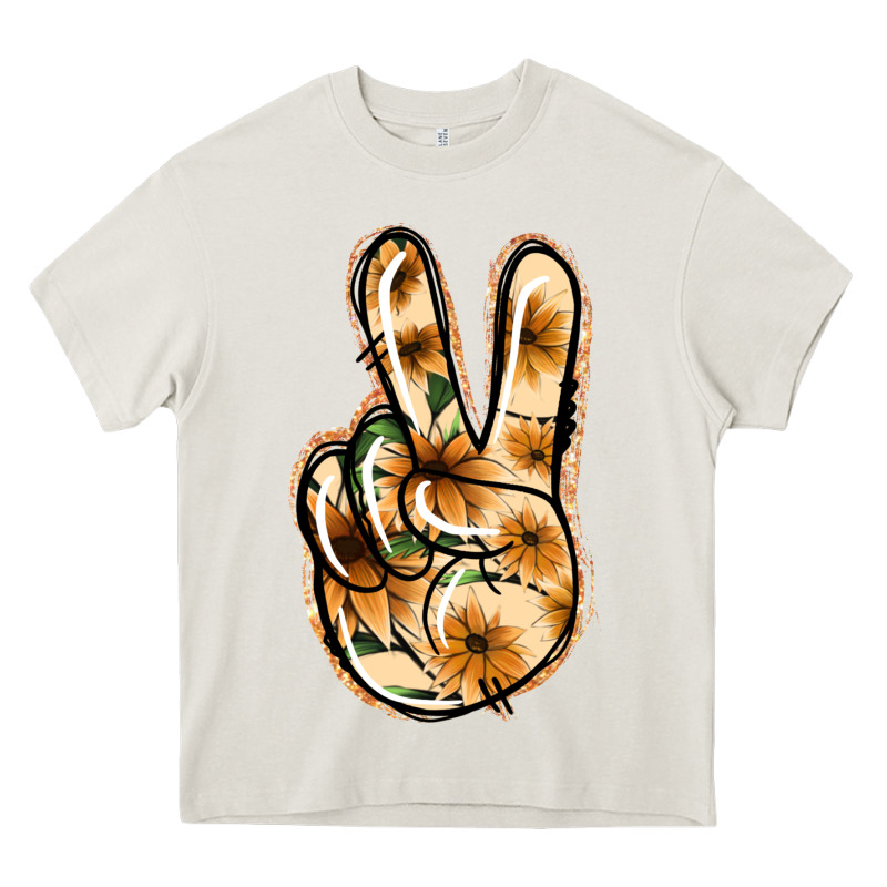 Floral Gold Peace Sign Heavy Core Tee by Jasminsmagicworld | Teevron