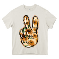 Cream Floral Gold Peace Sign Heavy Core Tee - Jasminsmagicworld