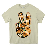 Mossy Floral Gold Peace Sign Heavy Core Tee - Jasminsmagicworld
