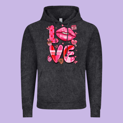 Love With Lips Vintage Hoodie Designed By Lillyallendesigns