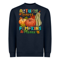 Navy Autumn leaves pumpkins please Heavyweight Sweatshirt - NancyCooperArtShop