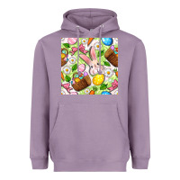 Lavender Easter Hamper With Bunny Seamless Pattern Heavyweight Hoodie - BundleAndBundleShop