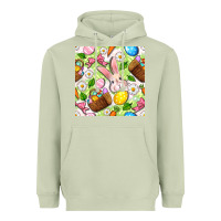 Matcha Easter Hamper With Bunny Seamless Pattern Heavyweight Hoodie - BundleAndBundleShop