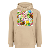Mushroom Easter Hamper With Bunny Seamless Pattern Heavyweight Hoodie - BundleAndBundleShop