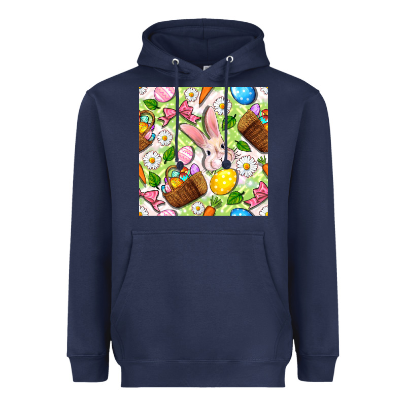Easter Hamper With Bunny Seamless Pattern Heavyweight Hoodie by BundleAndBundleShop | Teevron