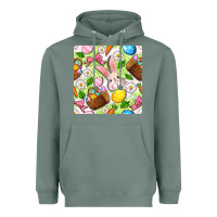 Sage Easter Hamper With Bunny Seamless Pattern Heavyweight Hoodie - BundleAndBundleShop