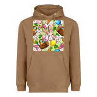 Toasted Coconut Easter Hamper With Bunny Seamless Pattern Heavyweight Hoodie - BundleAndBundleShop