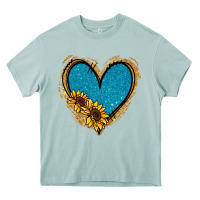 Arona Gold Glitter Sunflower Blue Heart Heavy Core Tee - Jasminsmagicworld