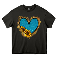 Asphalt Gold Glitter Sunflower Blue Heart Heavy Core Tee - Jasminsmagicworld