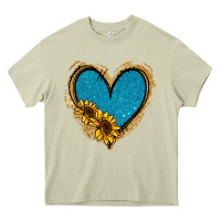 Mossy Gold Glitter Sunflower Blue Heart Heavy Core Tee - Jasminsmagicworld