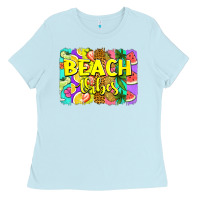 Baby Blue beach vibes summer brushstroke Ladies Tee - Jasminsmagicworld