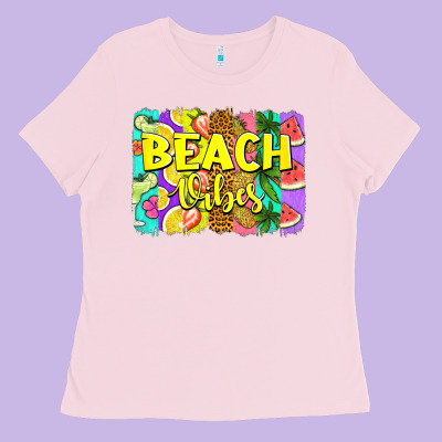 Beach Vibes Summer Brushstroke Ladies Tee Designed By Jasminsmagicworld