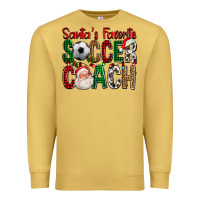 Antique Gold Santa's Favorite Soccer Coach For Christmas Premium Sweatshirt - FaDigitalArtStudio