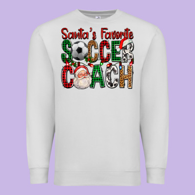 Santa's Favorite Soccer Coach For Christmas Premium Sweatshirt Designed By Fadigitalartstudio