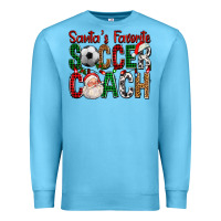 Ocean Blue Santa's Favorite Soccer Coach For Christmas Premium Sweatshirt - FaDigitalArtStudio