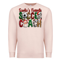 Pale Pink Santa's Favorite Soccer Coach For Christmas Premium Sweatshirt - FaDigitalArtStudio