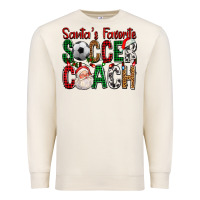 Sandshell Santa's Favorite Soccer Coach For Christmas Premium Sweatshirt - FaDigitalArtStudio