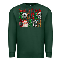 Sports Green Santa's Favorite Soccer Coach For Christmas Premium Sweatshirt - FaDigitalArtStudio