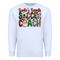 White Santa's Favorite Soccer Coach For Christmas Premium Sweatshirt - FaDigitalArtStudio