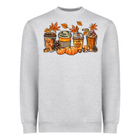 Heather Grey Fall coffee cups Heavyweight Sweatshirt - NancyCooperArtShop
