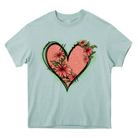 Arona Pink Glitter Floral Heart Heavy Core Tee - Jasminsmagicworld