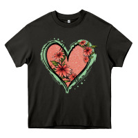 Asphalt Pink Glitter Floral Heart Heavy Core Tee - Jasminsmagicworld